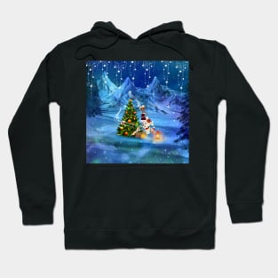 Merry christmas in a winter landscape Hoodie